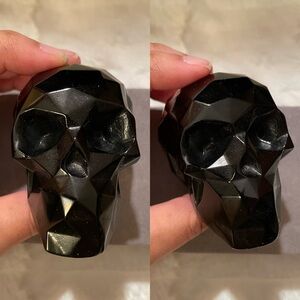 Black Obsidian Faceted Skull Carving